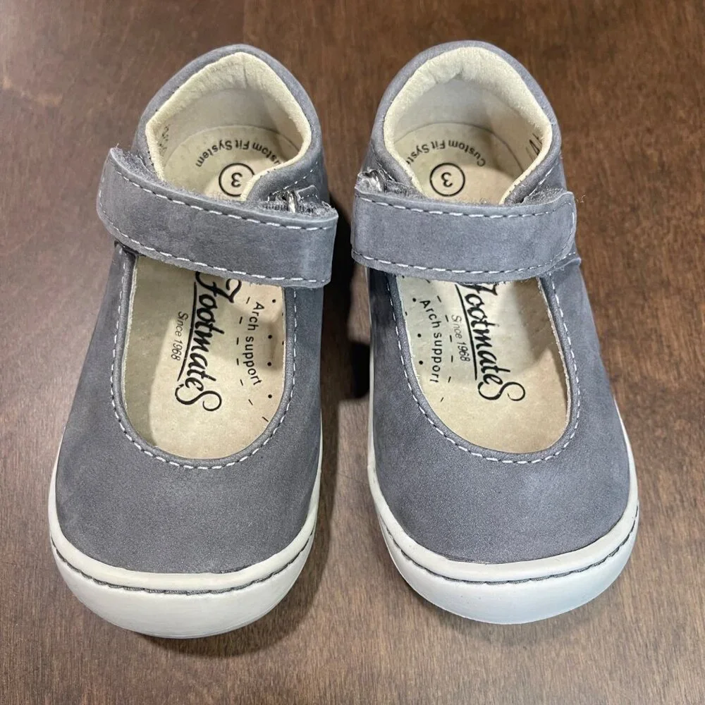 Footmates Stacy Leather‎ Mary Jane Shoes Baby Size 3 Gray Formal Casual Walker